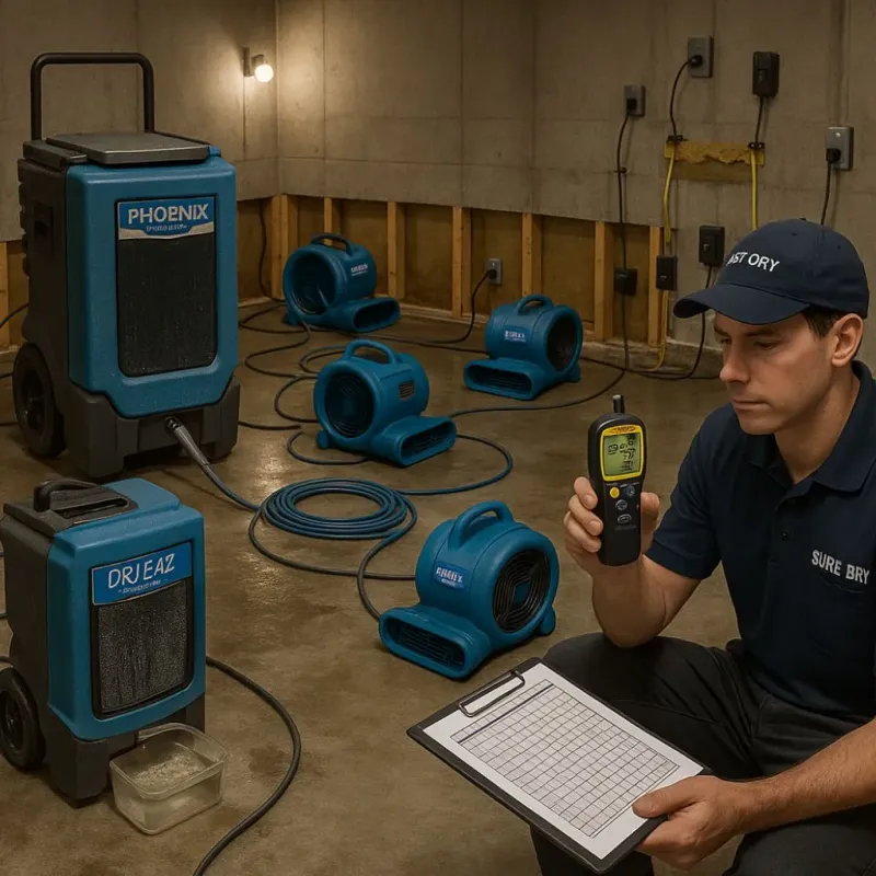 Structural Drying and Dehumidification process in Girard, KS